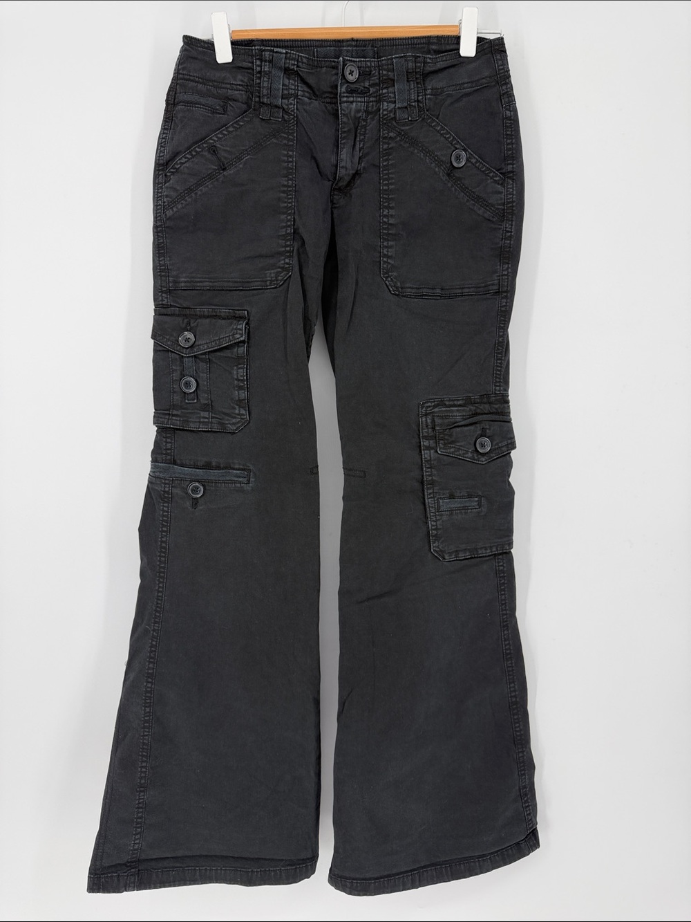 Garage Y2K Cargo Flare Pants Low Rise‎ Black Size 1 Goth